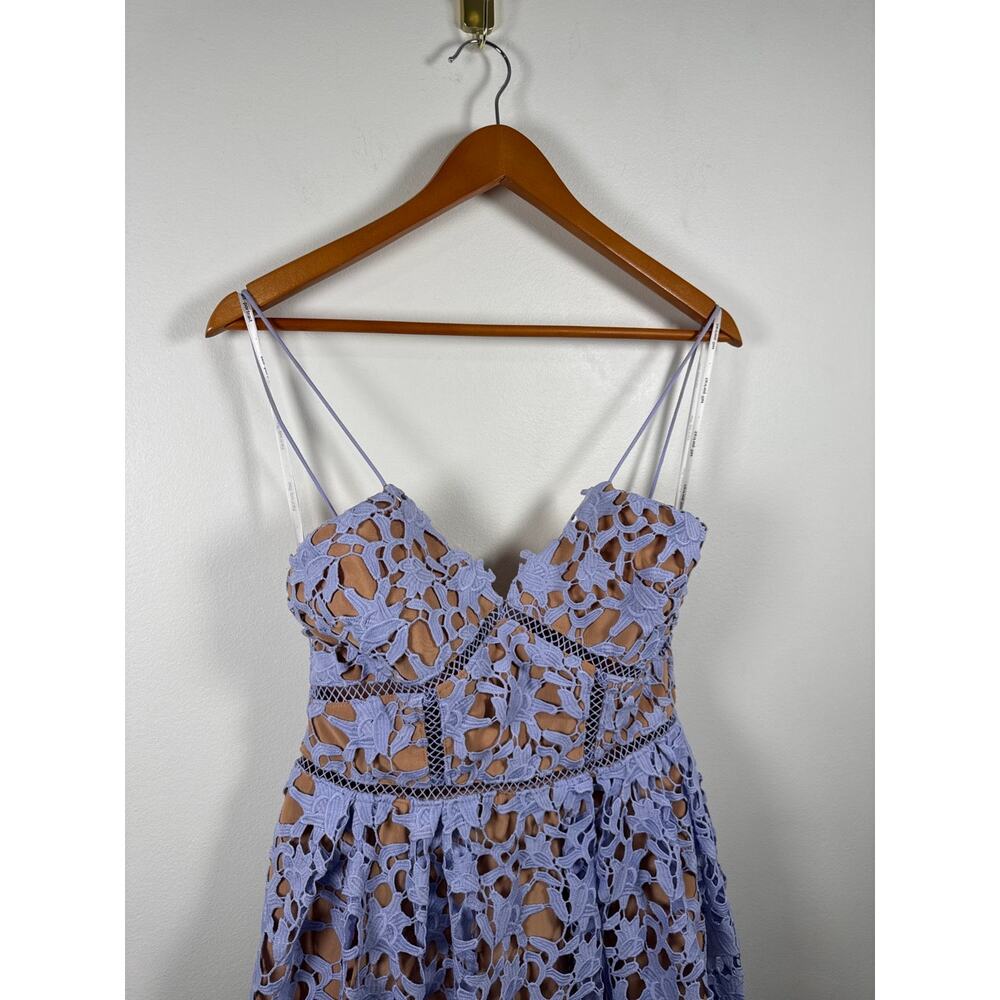 Self-Portrait Azalea Textured Floral Lace Midi Dress in Lilac — US 8 - Picture 5 of 9